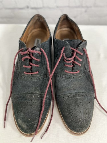 Johnston Murphy Shoes Men’s Black Cap Toe Oxfords Suede Leather Dress Shoes 8 M