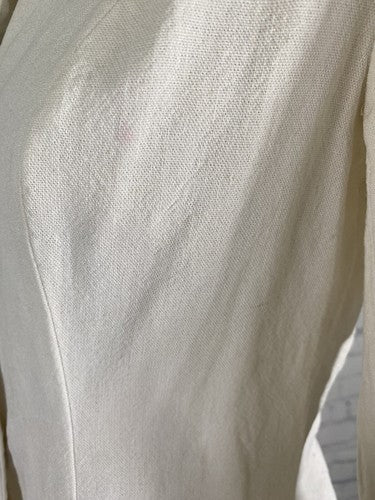 VTG Gia & Co Ivory 100% Linen Collared 3 Oyster Button Up Top Shirt Women’s 0