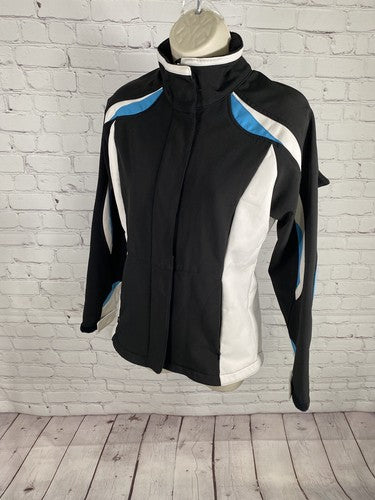 Predator Black White Blue Zip Off Hood High Neck Full Zip Jacket Women’s S