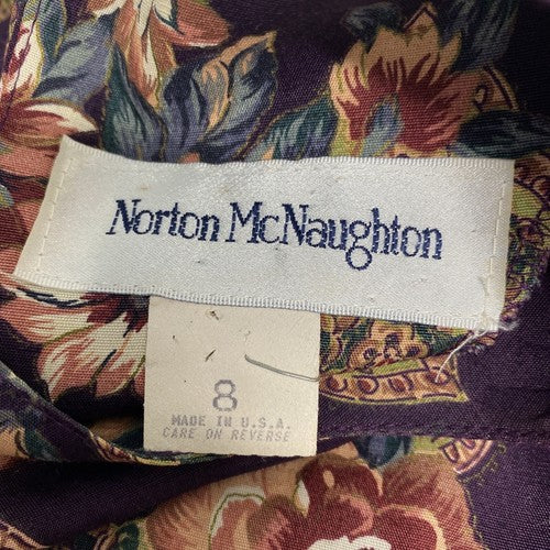 VTG Norton McNaughton Purple Floral Shoulder Pad Short Sleeve Blouse Women’s 8