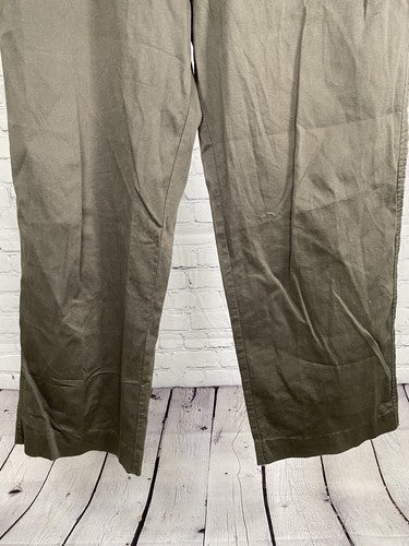 Koutons Collezioni Green Brown Flat Front Casual Straight Leg Dress Pants 36x26