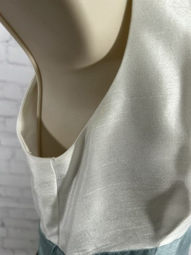 Willow Glenn White Blue Brown Lined Collared Sleeveless A Line Dress Women’s 4P