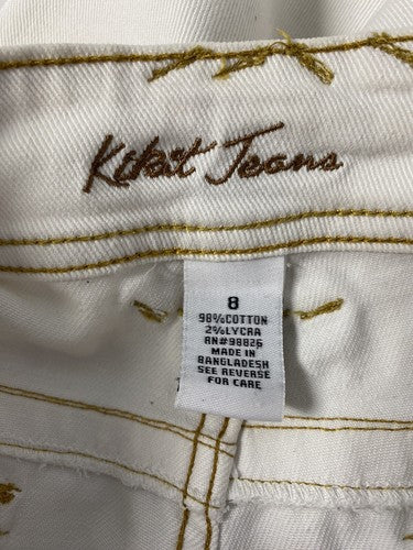 Kikit Jeans White Gold Thread Cotton Boot Cut Straight Leg Baggy Denim Jeans 8