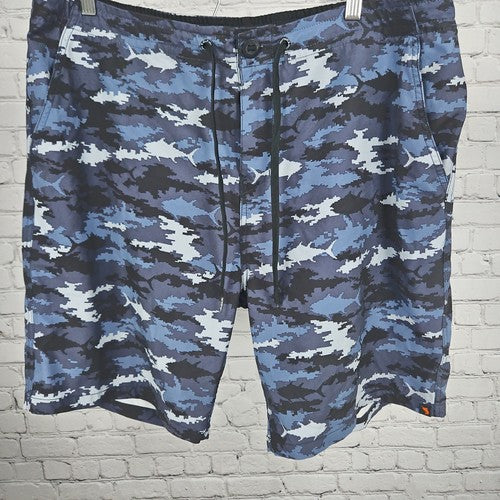 Salt Life Blue Digital Fish Camo Drawstring Board Shorts Swim Trunks 38