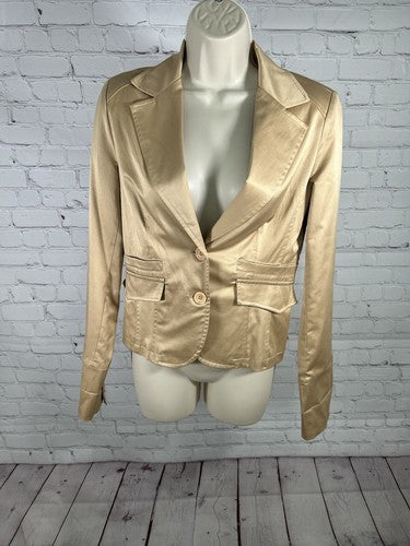 VTG Vanity Gold Tan Two Button Blazer Jacket Suit Jacket Italy Women’s Size XS