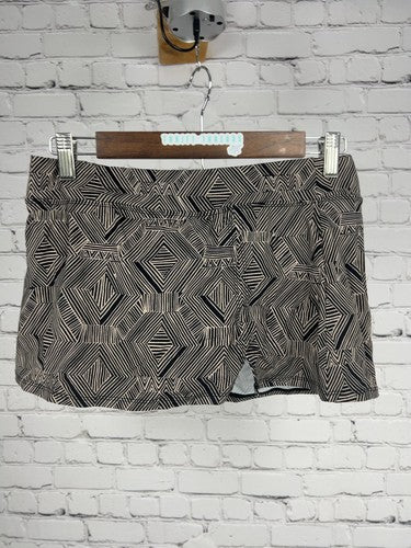 Garnet Hill Black Tan Geometric Print Attached Brief Lined Swim Skirt 2