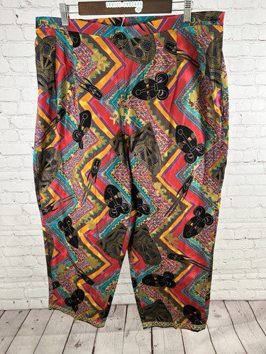 VTG Laura Henson Colorful Geometric Aztec Tribal Side Zip Pants 22 (37 x 24)
