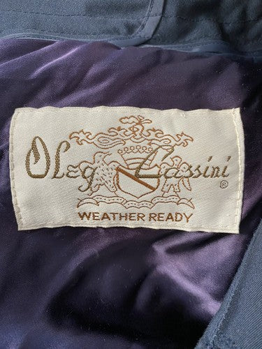 VTG Oleg Cassini Navy Blue Double Breasted Collared Belted Coat Jacket 46R