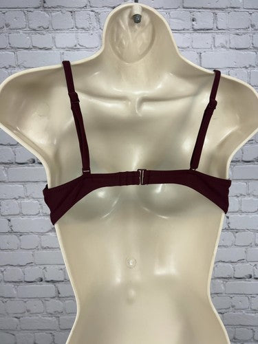 Aerie Burgundy Twist Front Bralette Bikini Swim Top Bathing Suit Size M