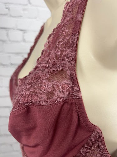 Prima Valentina Mauve Floral Lace Sheer Unlined Underwire Bra 38DD