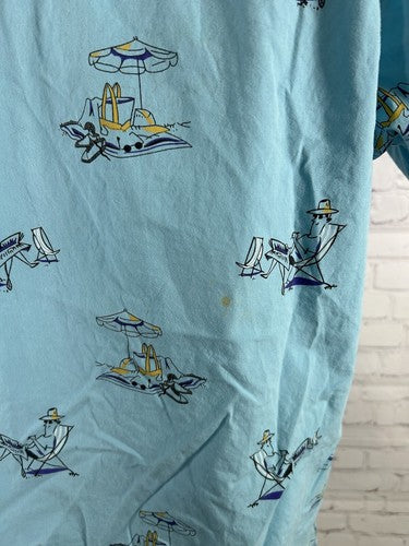 Ditch Plains Ricky Singh Blue Beach Themed Button Down Short Sleeve Shirt L