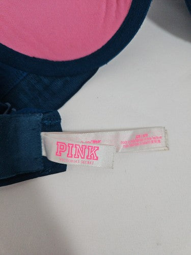 Victoria's Secret PINK Teal Blue Wear Everywhere Push Up Underwire Bra 32B