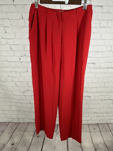VTG Jones Wear Red Pleated High Rise Wide Leg Trousers Dress Pants 4 (27x28)