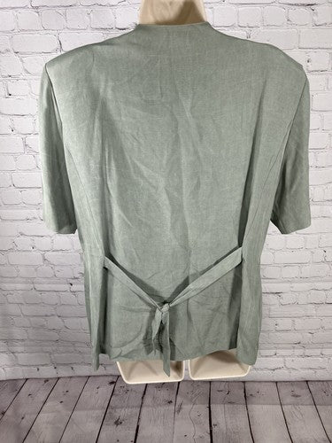 VTG Perceptions By Irene B Green Shoulder Padded Button Up Embellished Blouse 14