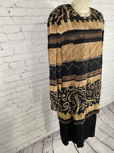 VTG KC Spencer Brown Black Shoulder Pads Layered Dress 16