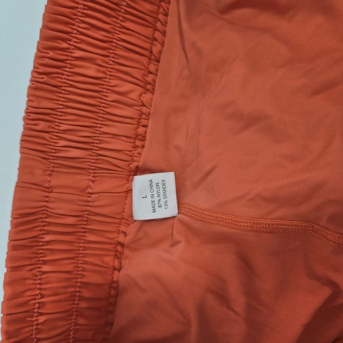 Luogongzi Orange 2 in 1 Flowy Elastic Waist Stretch Running Shorts L