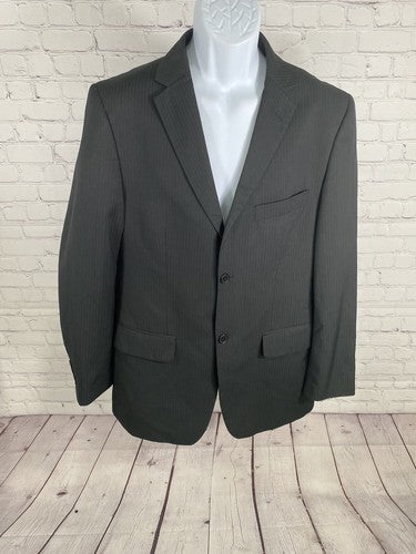 Evan Picone Black Vertical Striped Two Button Blazer Jacket Coat Men’s 40R
