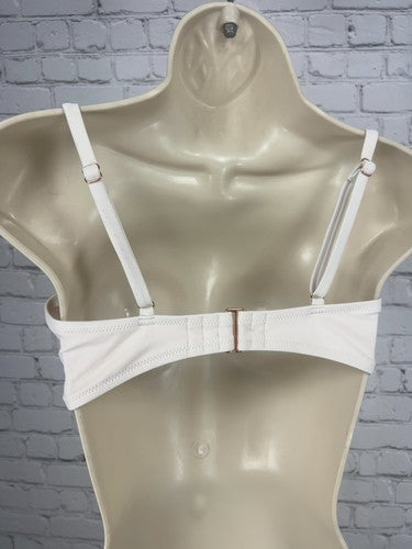 Shade & Shore Cream Crochet Underwire Balconette Bikini Swim Top 36D