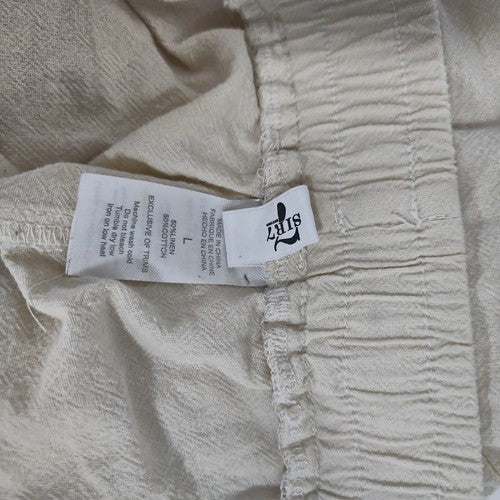 SIR7 Studio Cream Linen Cotton Blend Drawstring Elastic Waist Shorts L