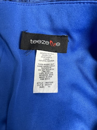Teeze Me Blue Halter Short Bubble Hem Fit And Flare Party Dress Junior’s 11