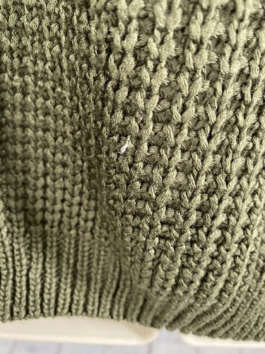 NWT NWD Impressions Green Chunky Knit Cotton Blend Pullover Sweater S/M