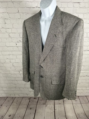 VTG Bert Pulitzer 100% Silk Black White Zig Zag Men’s 2 Button Blazer Jacket 41R
