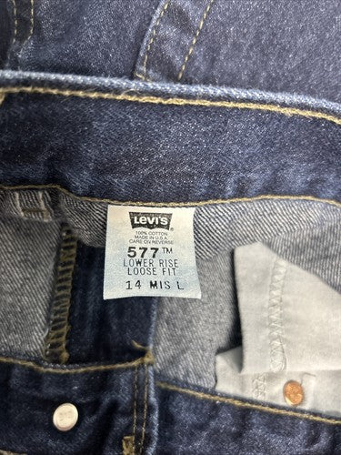 Levi’s 557 Lower Rise Loose Fit Dark Wash Denim Cut Off Shorts Women’s 14 33x10
