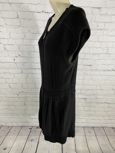 Michael Kors Front Zip Short Sleeve Knit Short Black Casual Dress L