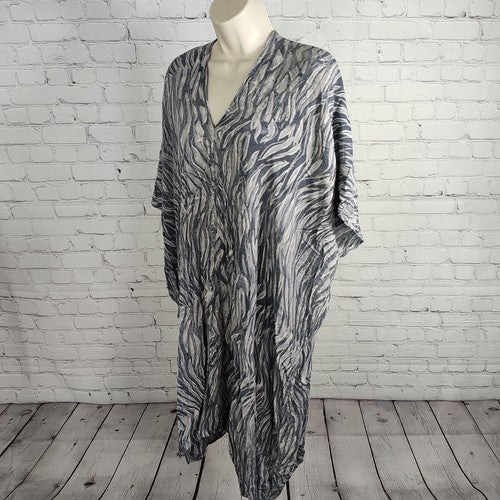 Final Touch Grey Kaftan Flowy Asymmetrical Cover Up USA Mumu Dress One Size O/S
