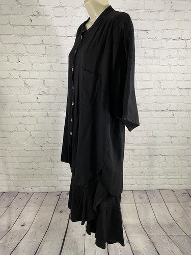 VTG Dunes Relaxed Fashion Black 2 Piece Outfit Skirt XXL Button Up Top 1XL