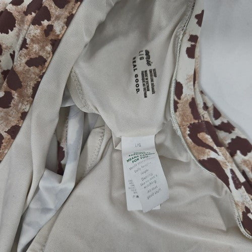 Aerie Cream Brown Leopard Print Scoop Neck Lined Bikini Swim Top Size L