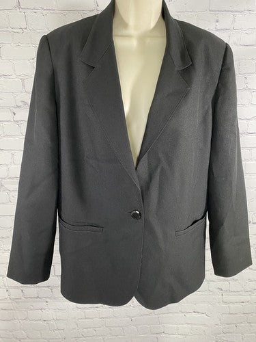 Classic Collection Vintage Black Single Button Womens Blazer Jacket Size 10