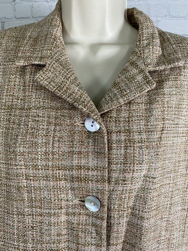 VTG Soiree Multicolored 100% Handwoven Silk 4 Button Blazer Jacket Womens M