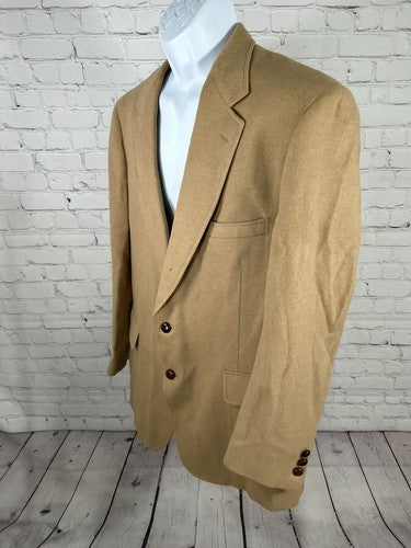 VTG Benchley Ltd Classic Collection Tan Camel Hair Two Button Blazer Jacket 44R