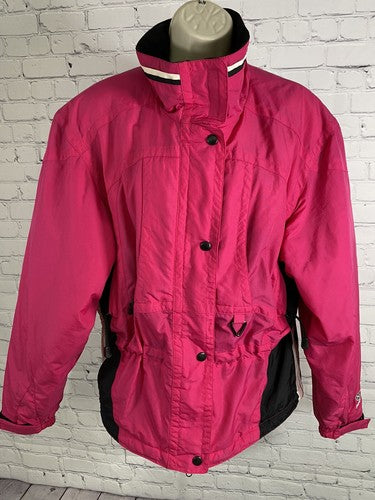 VTG 90s Serac Pink Black Full Zip Insulated Ventilated High Neck Ski Jacket 6