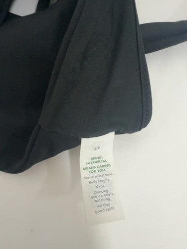 Aerie Black Scoop Neck Plunge Halter Tie Neck Bikini Swim Top Size S