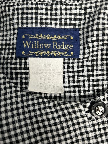 VTG Willow Ridge Black White Check Button Up Embroidered Shoulder Pad Blouse 12