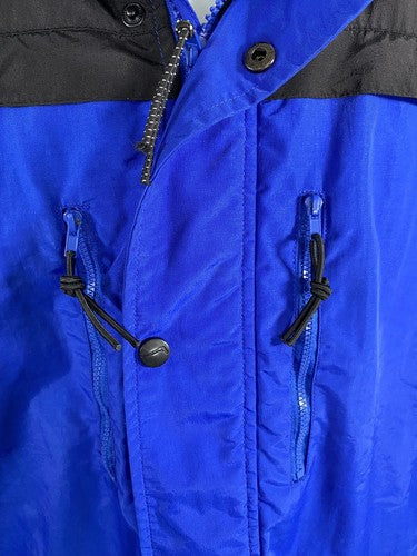 Polar Edge Black Blue Full Zip Peek A Boo Hood Snap Up Jacket Coat XL