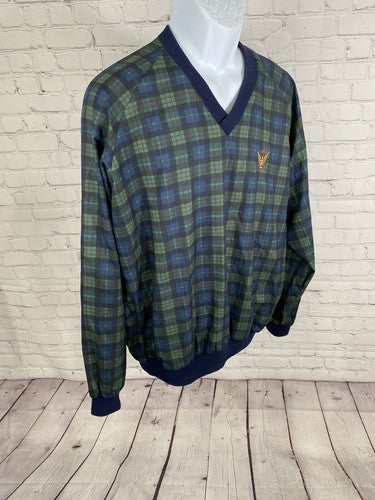 VTG Sunderland Of Scotland Blue Green Plaid Classic Pullover USGA 1894 Men’s L