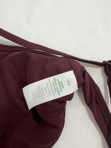Aerie Burgundy Twist Front Bralette Bikini Swim Top Bathing Suit Size M