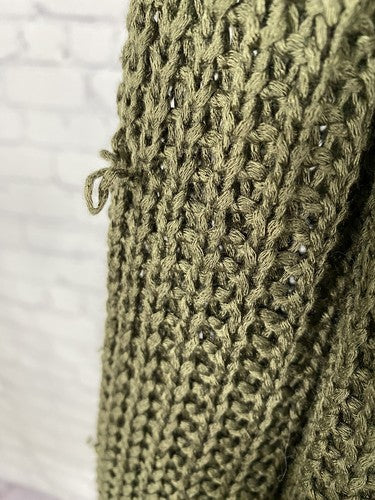 NWT NWD Impressions Green Chunky Knit Cotton Blend Pullover Sweater S/M