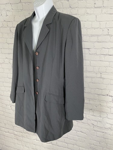 HW Collections Mossy Green Long Jacket Coat Collared Long Sleeve Size 16