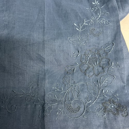 VTG Passports Blue Floral Embroidered Semi Sheer Ankle Slit Pants 10 (30x31)