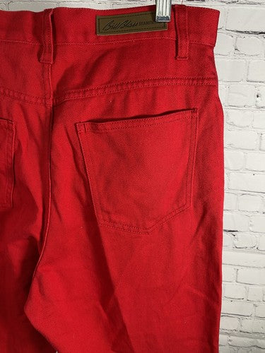 VTG Bill Blass Jeans Red Easy Fit Capri High Rise Cotton Denim Womens Pants 10