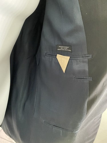 Roundtree Yorke Black 100% WoolTwo Button Blazer Jacket Wool 48R