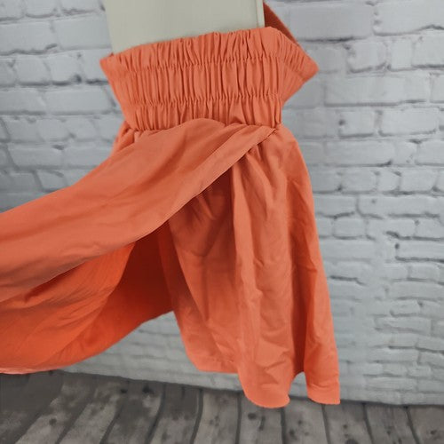 Luogongzi Orange 2 in 1 Flowy Elastic Waist Stretch Running Shorts L