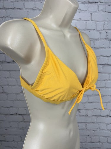 Body Glove Yellow Tie Front Adjustable Strap Triangle Bikini Swim Top S