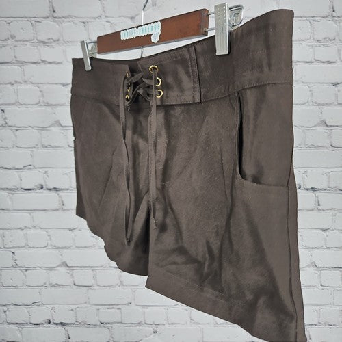 La Blanca Brown Lace Up Front Board Shorts Swim Cover Up Small (32X3)