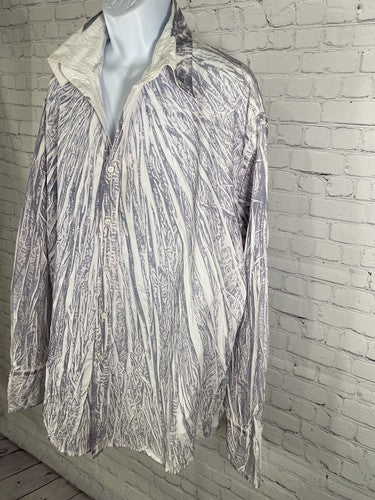 NWT Royal Blue White Blue Textured Long Sleeve Button Up Dress Shirt 2XL