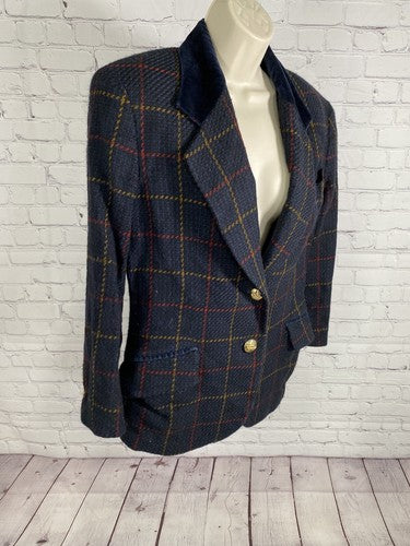 VTG I. 1981 Made In Italy Multicolored 100% Wool Gold 2 Button Blazer Women’s M